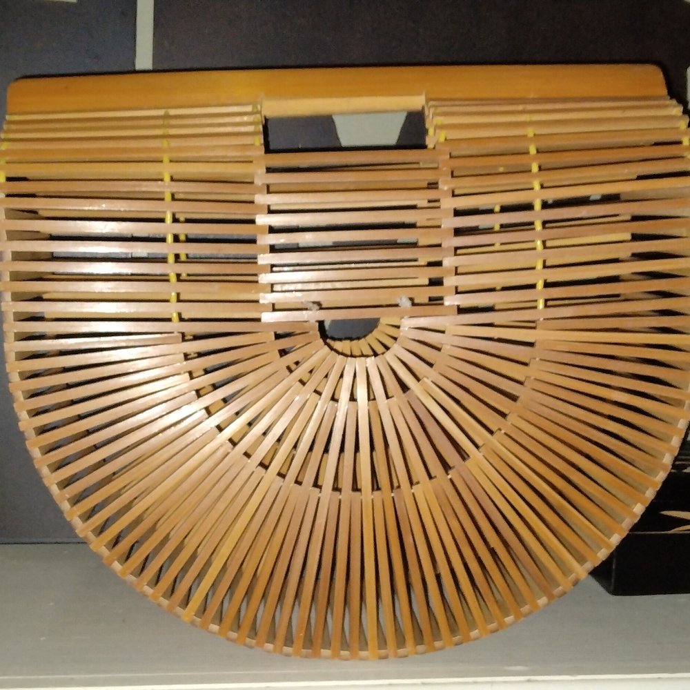 Rattan wood boho handbag
